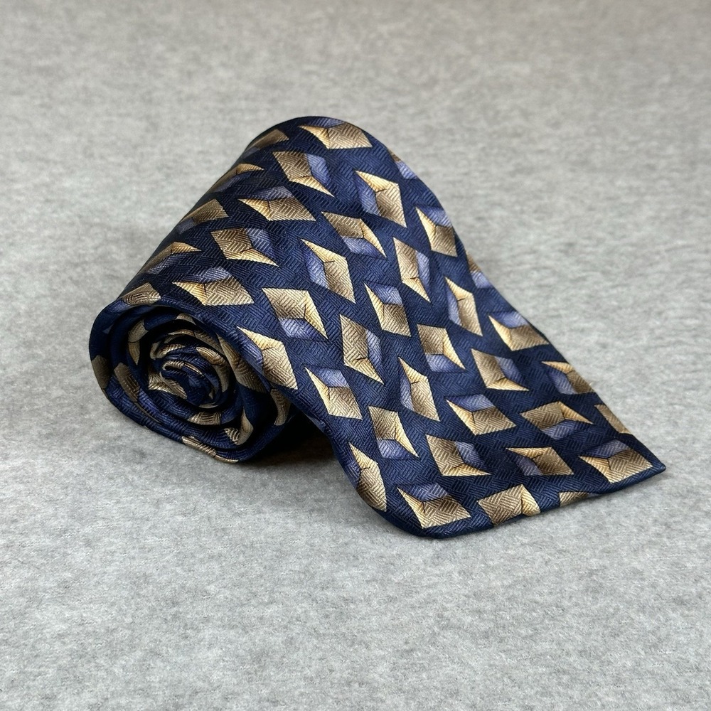 Nordstrom JZ Richards Mens Silk Neck Tie Blue Geometric 60x4"
